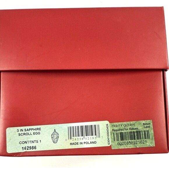 Waterford Sapphire Scroll Egg Jeweled Blown Glass Ornament Rare 1997 Handmade - Picture 7 of 13